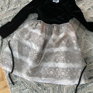 Velvet holiday dress. Size 6.  Black velvet long sleeve rhinestone trim